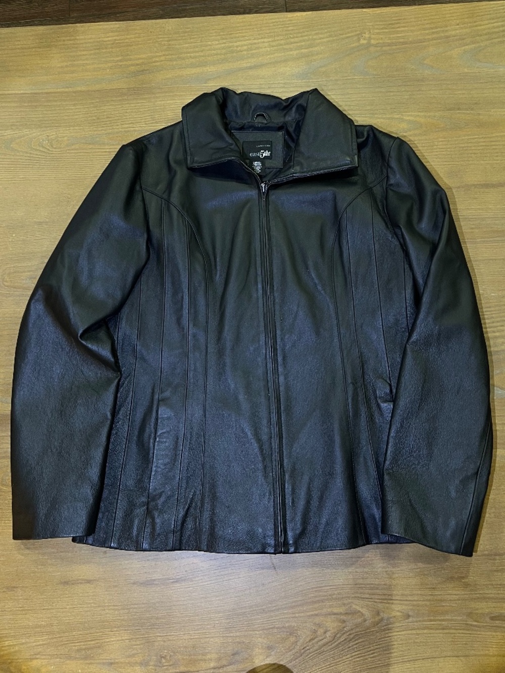 Women's East 5th Black Leather Jacket Grunge Motorcycle Biker Classic Coat Large